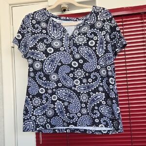 Navy Paisley Women's Top